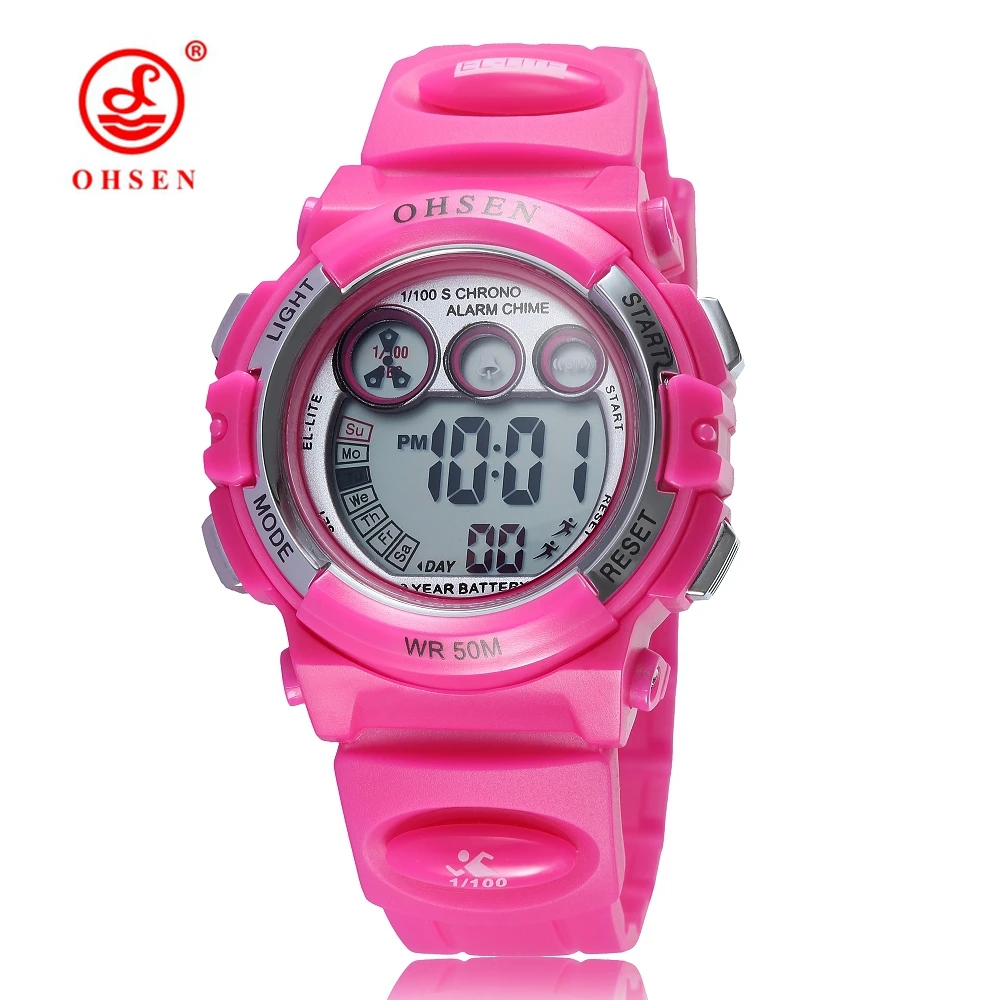 OHSEN Brand Original Alarm Led Display Sports Children Watches for Boys Girls Student Kids Digital Watch 1