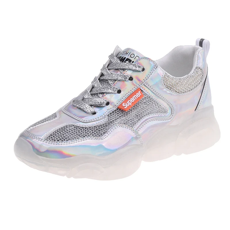 

Spring Women Chunky Sneakers Harajuku Casual Dad Shoes Platform Sneakers Transparent Jelly Sneakers Oxford Sole Patent Sneakers