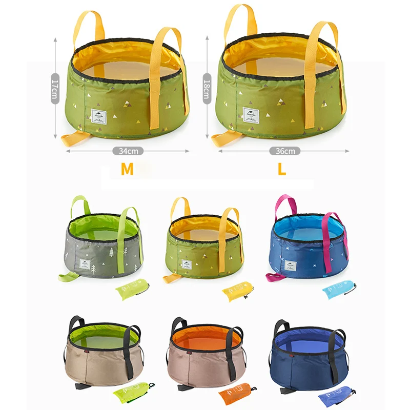 Naturehike nuevo 10L/16L portátil al aire libre ultraligero de cuenca de agua plegable contenedor Camping Picnic lavado cubo PU5000 bolsa