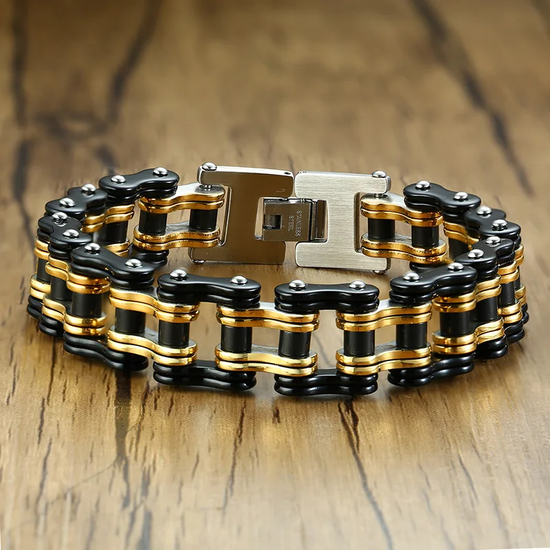 

Heavy Metal Steampunk Recycled Bicycle Bike Chain Bracelet in Stainless Steel Unisex Bracelet