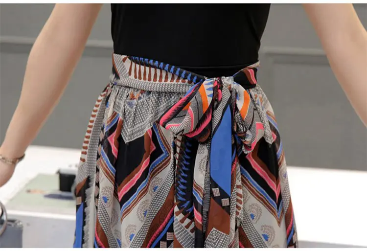 2018 Summer Plus Size Dresses Women Fashion Print Dress Casual Fake Two Pieces Dress Women Short Sleeve Long Vestidos Mujer Dress (8)