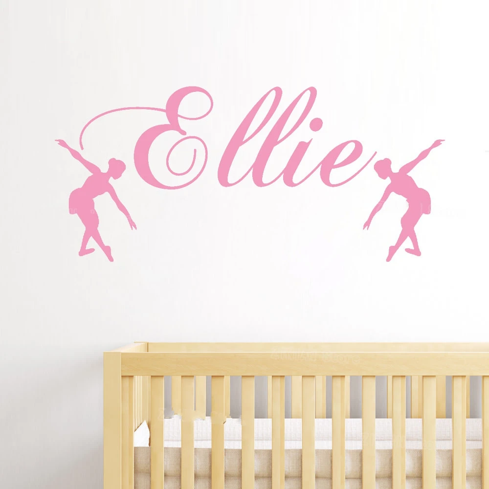 Custom Personalized Name Wall Sticker Romantic Ballet Dancer vinyl Wall