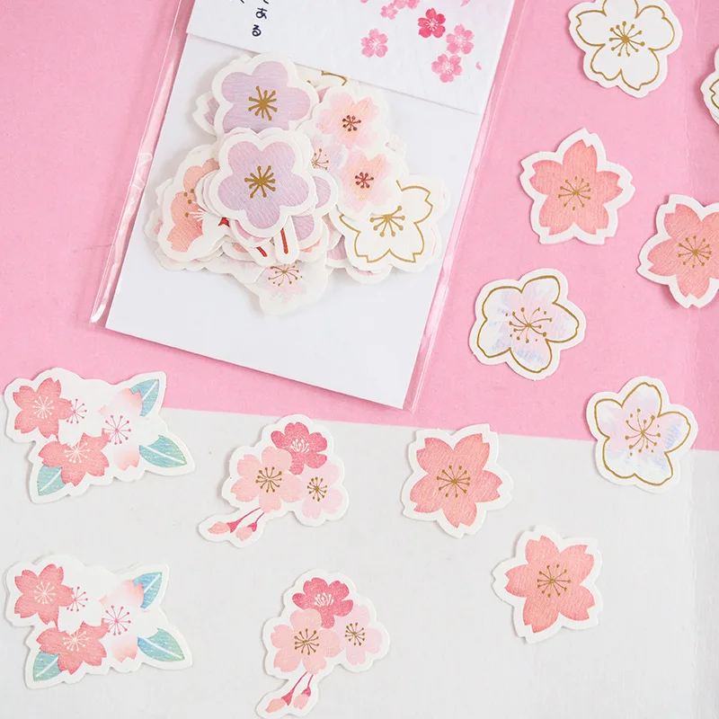 

New Cherry Sakura Set Decorative Stationery Stickers Scrapbooking DIY Diary Album Stick Label