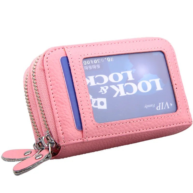 Pink Женские чехлы для телефонов и сим карт из натуральной кожи, кошельки для монет, женские Мини Portomonee Rfid Дамский кошелек для девочек, сумка для денег - Color: Pink