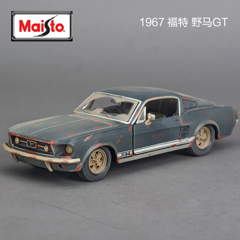 Maisto 1/24 Mustang GT 1967 Diecast и игрушки модель автомобиля старый серый цвет миниатюрная