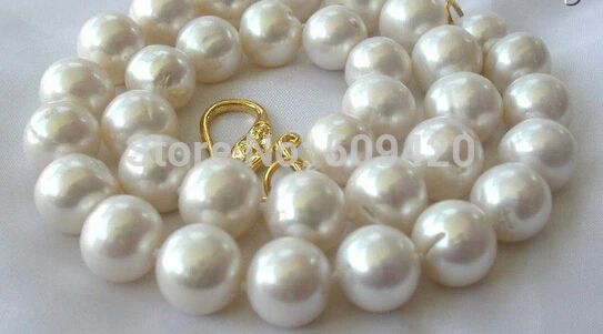 

~~ W&O658>>stunning big 11-13mm round white freshwater cultured pearl necklace