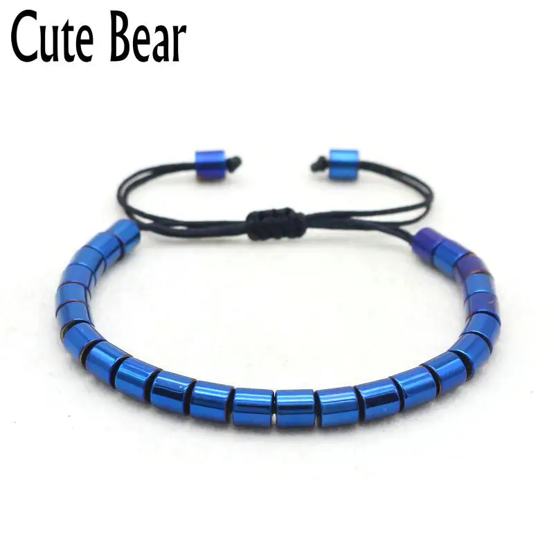 

Cute Bear Brand Iron Gall Stone Bracelet Men Women Modern Minimalism Black Rope Woven Adjustable Beaded Bracelet Fashion Jewelry