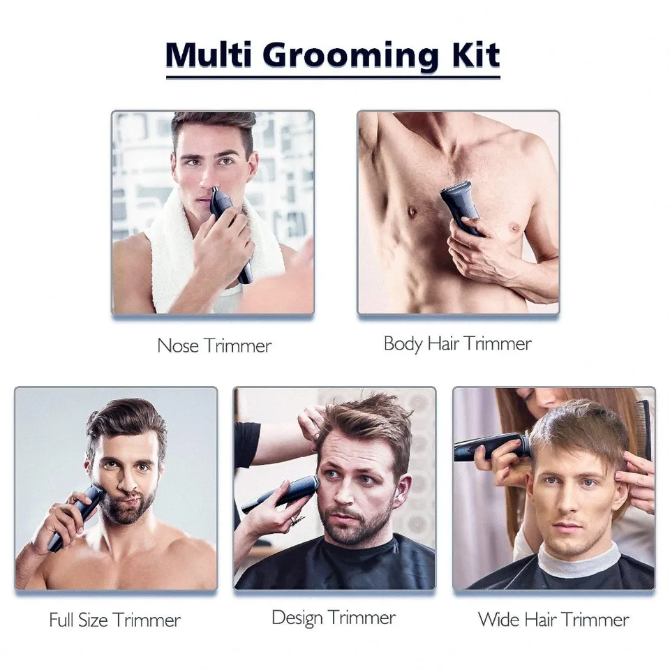 5in1 Waterproof Hair Clipper For Men Hair Trimmer Beard Trimer Body Groomer Electric Hair Cutting Machine Haircut Grooming Kit