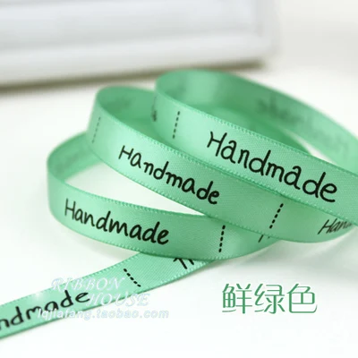 

9colors 3/8''(10mm)Light Green Handmade Printed grosgrain ribbon colored romantic ribbon gift wrap ribbons Wedding Party decor