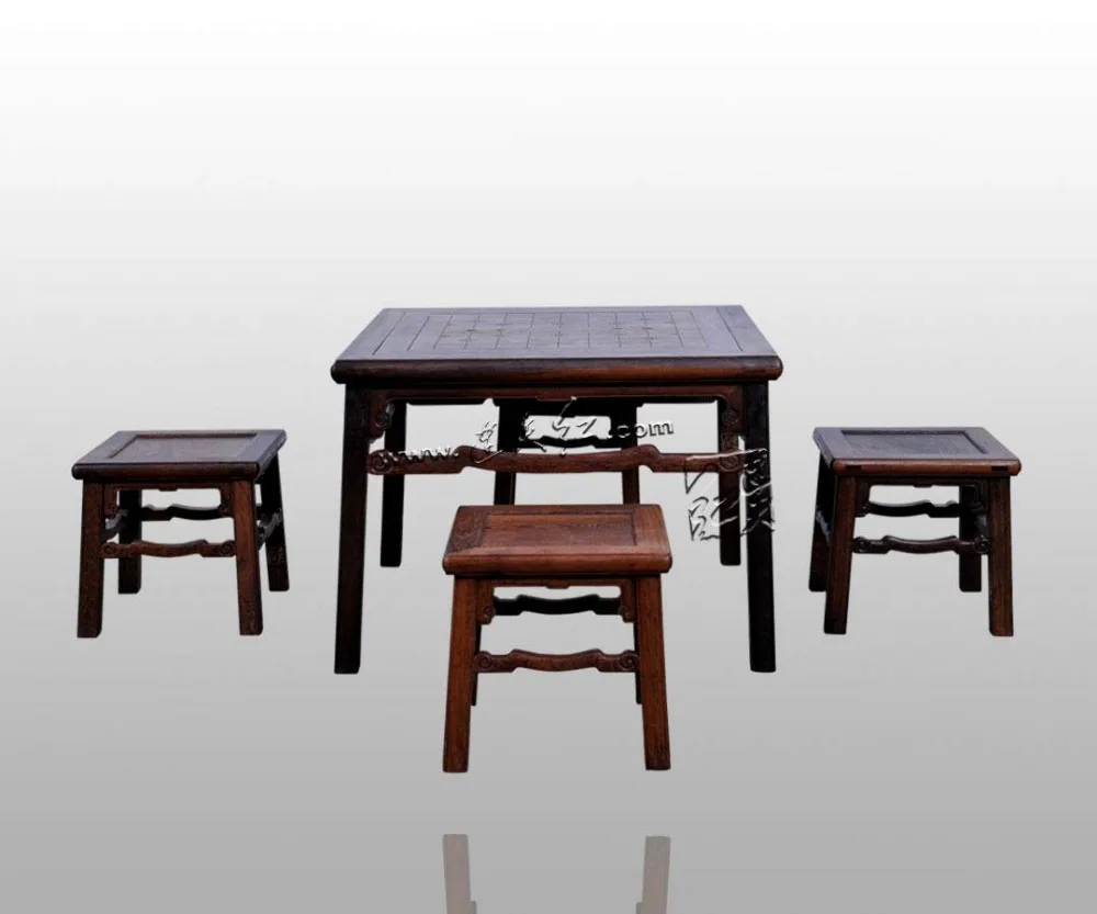 Square Table with Cloud Scroll Patterns Home Dining Furniture Living Room Leisure and Entertainment Solid Rose Wood Outdoor Desk