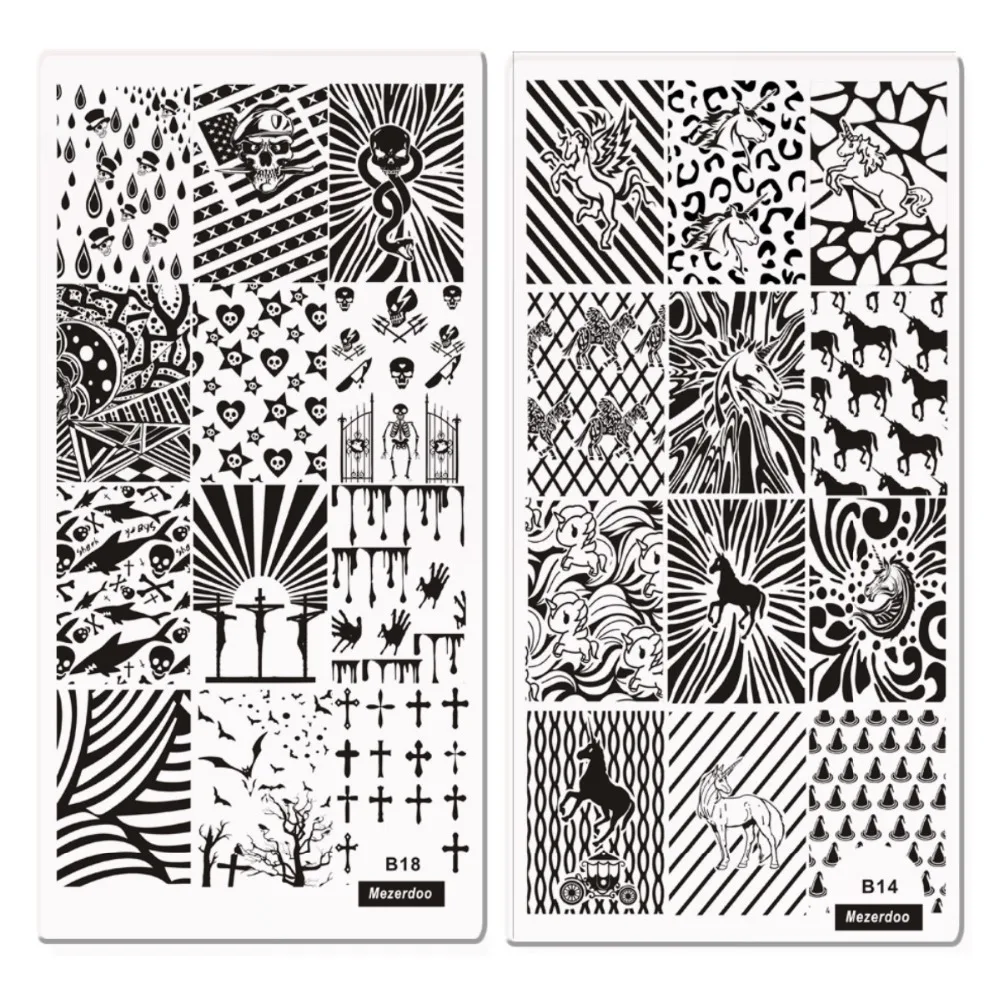 10Pcs/lot DIY Manicure Template Unicorn Horses Shark Design Nail Stamping Plates Image for Polish Nail Stamp Mezerdoo B11-20 10Pcs/lot DIY Manicure Template Unicorn Horses Shark Design Nail Stamping Plates Image for Polish Nail Stamp Mezerdoo B11-20