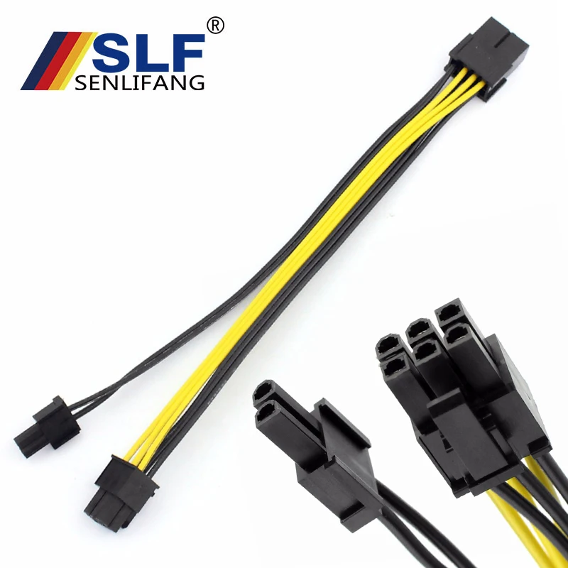 mining Power Supply Cable Cord 20cm PCIE PCI Expres 8Pin Extension Cable 8P to 2 Port Dual 6+2Pin GPU Graphics Card