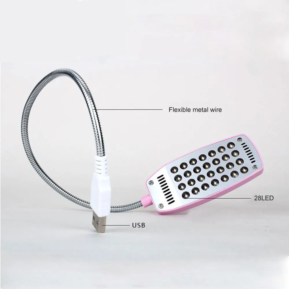 Лампа для чтения книг Гибкая с 28 светодиодами ночсветильник USB ноутбука