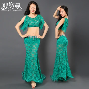 

Bellydance Costume Sale Women Cotton The Summer 2018 New Belly Dance Suits Training Clothes Hip Skirt Lace Costume Zm044
