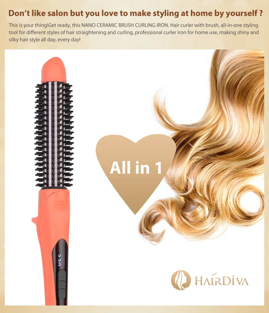 Волос Diva Nano керамическая расческа волос щипцы для завивки корейский Керлинг палочка ЖК электронный стайлер для волос с распутывающейся щетиной
