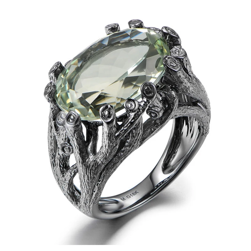 

MOONROCY Cubic Zirconia CZ Vintage Crystal Rings Black Hyperbole Branch for Women Girls Gift Dropshipping Jewelry Wholesale