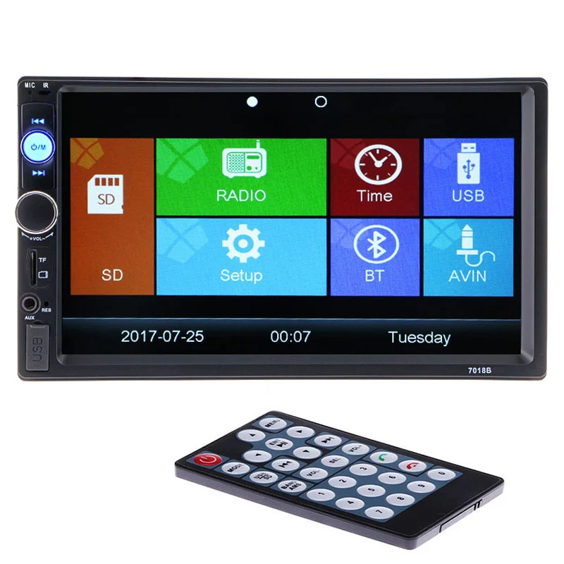 

2 din Car Radio Player 7'' Bluetooth Stereo FM Multimedia Video Audio MP3 MP4 MP5 USB AUX Auto Electronics autoradio Universal