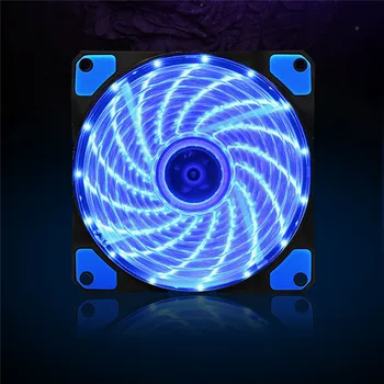 

120mm 15 LED Ultra Silent Computer PC Case Cooling Fan 15 LEDs 12V With Rubber Quiet Molex Connector 3 / 4Pin plug fans Cooler