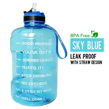  QuiFit 3.78L 2.2L 1.3L 128oz Gallon Water Bottle with Straw Motivational & Time Marker GYM Drinking Jug BPA Free Sports Outdoor 