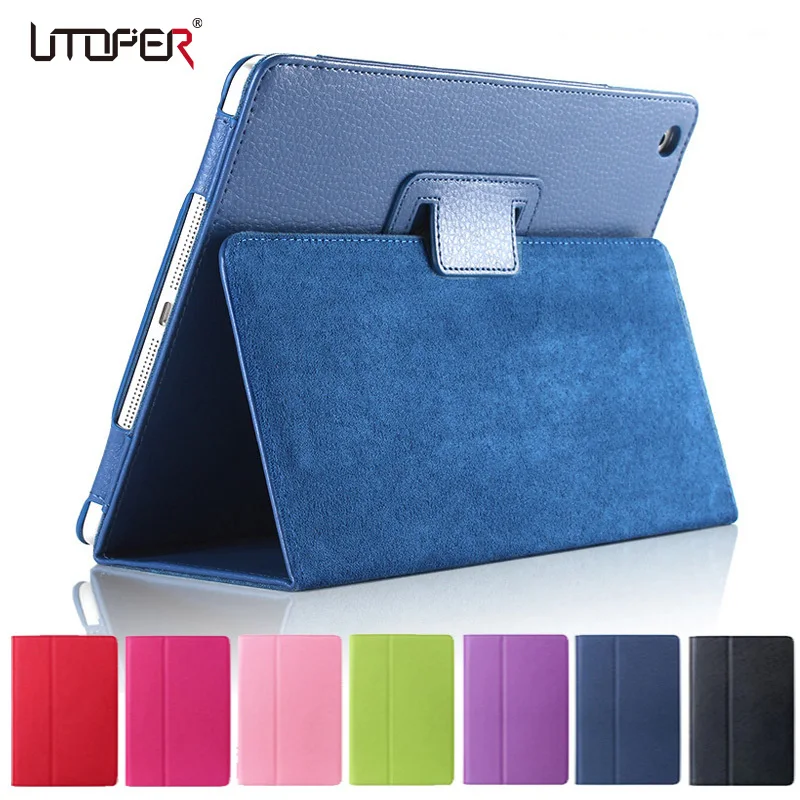  For ipad Mini Case Matte Soft Flip Litchi PU Leather for Apple ipad Mini 1 2 3 Coque Cover Smart Stand Auto Sleep /Wake UP Style 