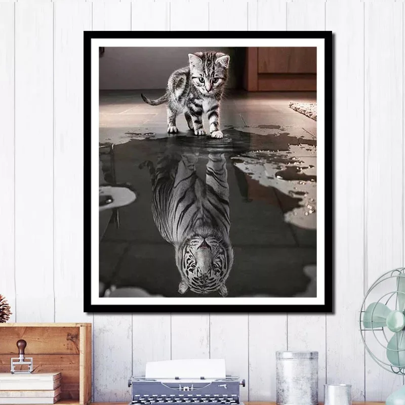 

5d Diy Diamond Kids Room Painting Cute Cat Diamond Animal Small Calico Cat Crystal Diamond Paste Diamond Draw Unframed
