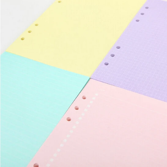 A5 a6 Dookibook Filofax цветные спиральные бумажные заправки 40 листов Сиреневый/розовый/желтый/Мятный