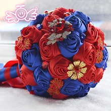 Свадебные украшения красный и Буе Классический китайский стиль Роскошный розовый жемчуг и полоса декоративные свадебные цветы букет невесты