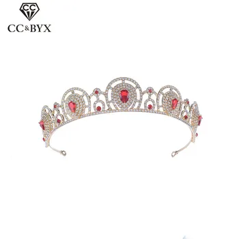 

CC wedding jewelry crown tiara hairbands shine cubic zircon princess engagement hair accessories for bridal water drop diy HG960