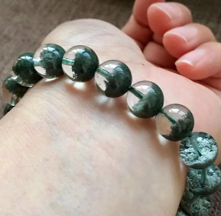 Natural Green Phantom Ghost Quartz Crystal Gemstone Bracelet 9.9mm Free Shipping in Bracelets