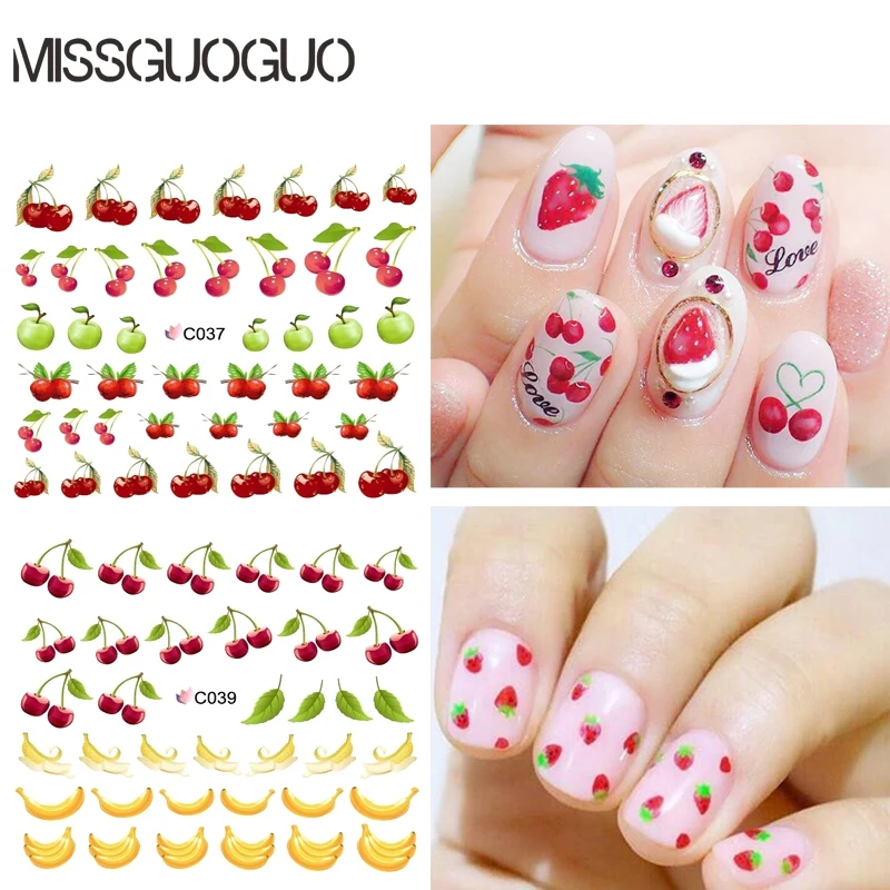 MISSGUOGUO cherry banana strawberry fruits design Nail Stickers water
