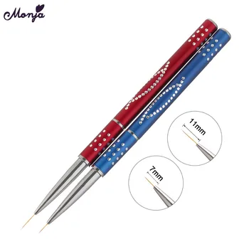 

Monja 7/11mm Nail Art Metal French Lines Grids Stripes Flower Design Drawing Painting Liner Brush Pen Manicure Tool