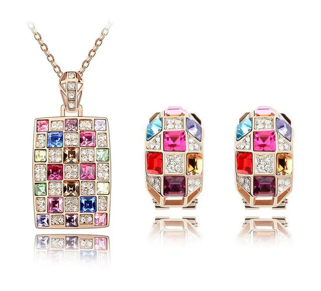 austrian crystal  gold-color The queen fine jewelry african costume bridal jewelry sets gold