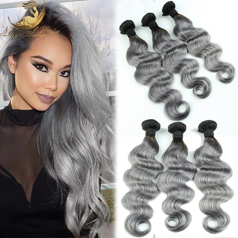 New Arrival Brazilian Body Wave 3pcs Lot Ombre Silver Grey Hair