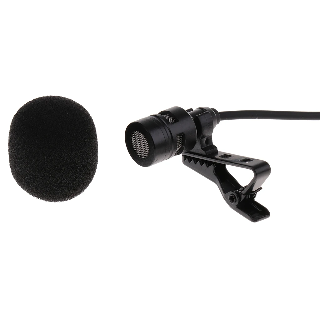 3.5mm Plug Clip-on Wired Microphone Lapel Collar Dual MIC Black for Interview Voice Chat Online Karaoke Accessory