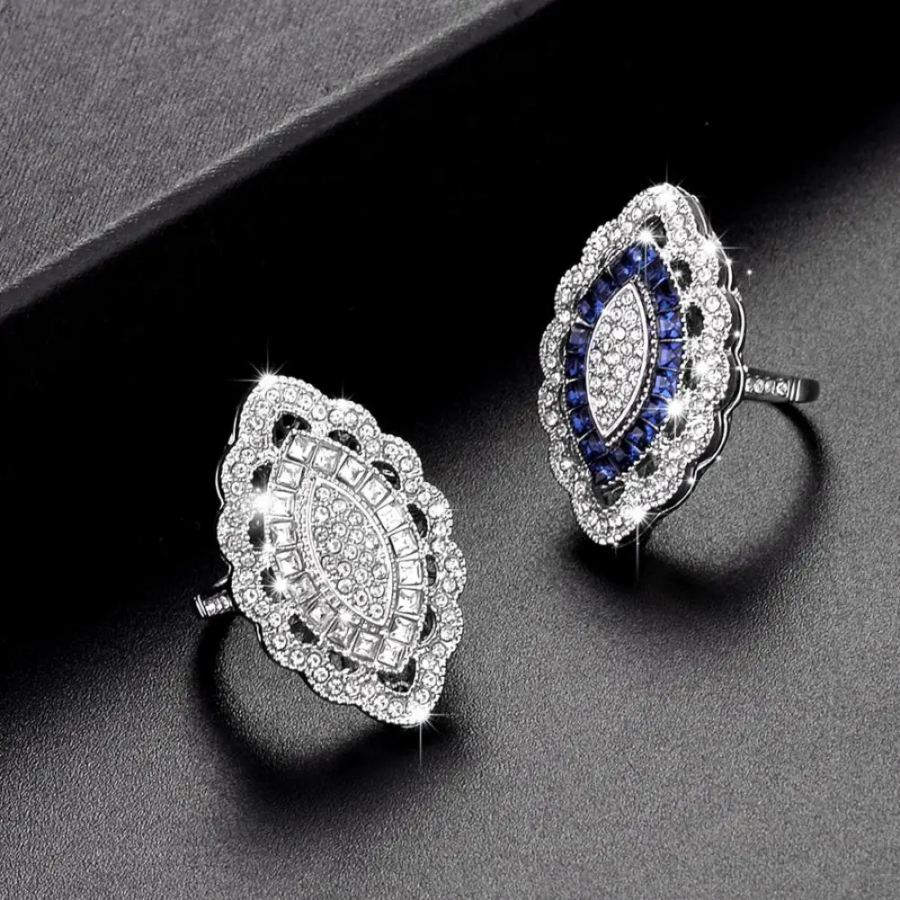 

Elegant Marquise Shape Rhinestone Inlaid Wedding Party Women Charm Jewelry Ring