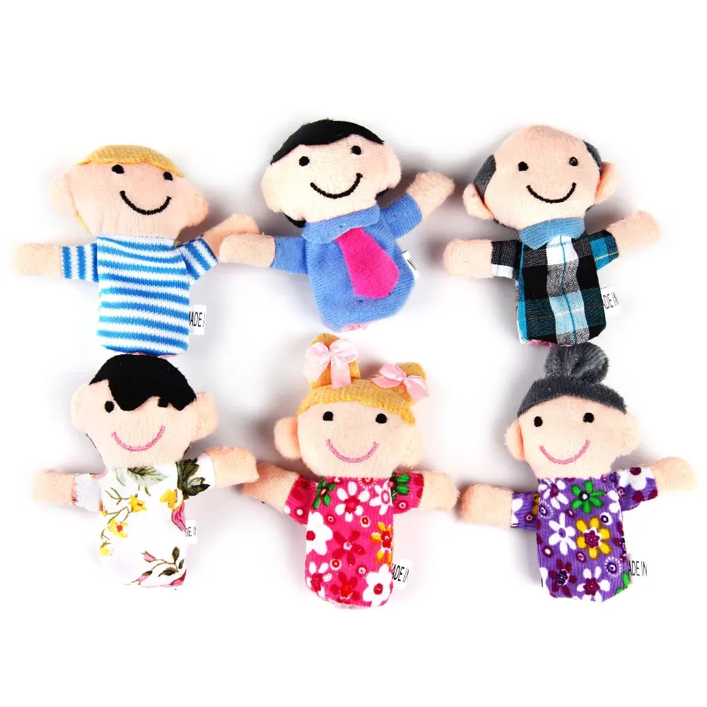 New 6 Pcs Family Finger Puppets Cloth Doll Baby Kids Finger Plush Dolls
