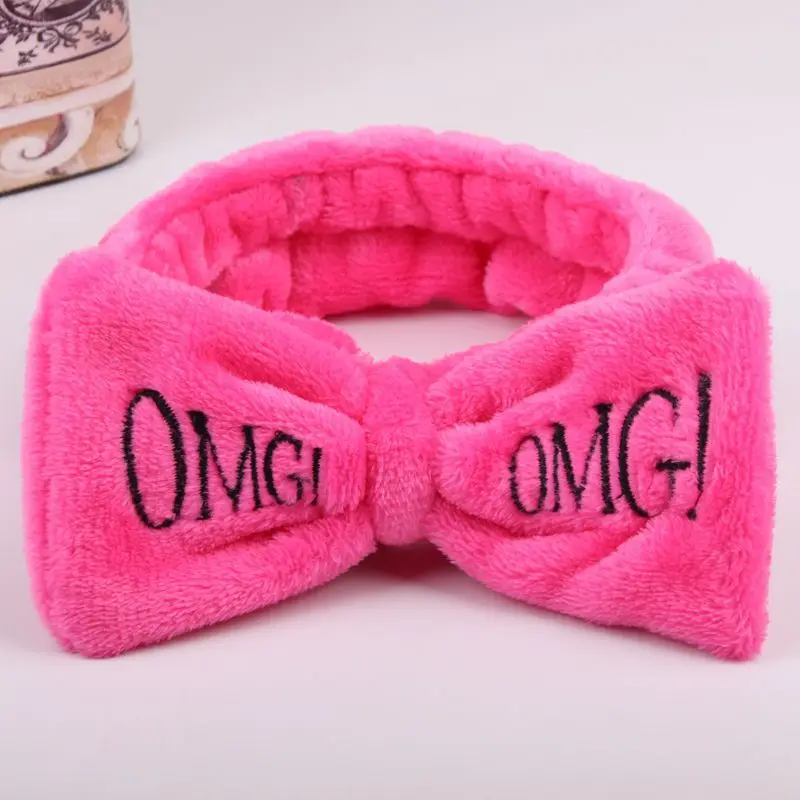 rose red hairband Лидер продаж, женские повязки на голову omg, повязка для макияжа, эластичная бархатная повязка на голову с бантом, коралловый флис, модные аксессуары для волос для девушек - Цвет: rose red hairband