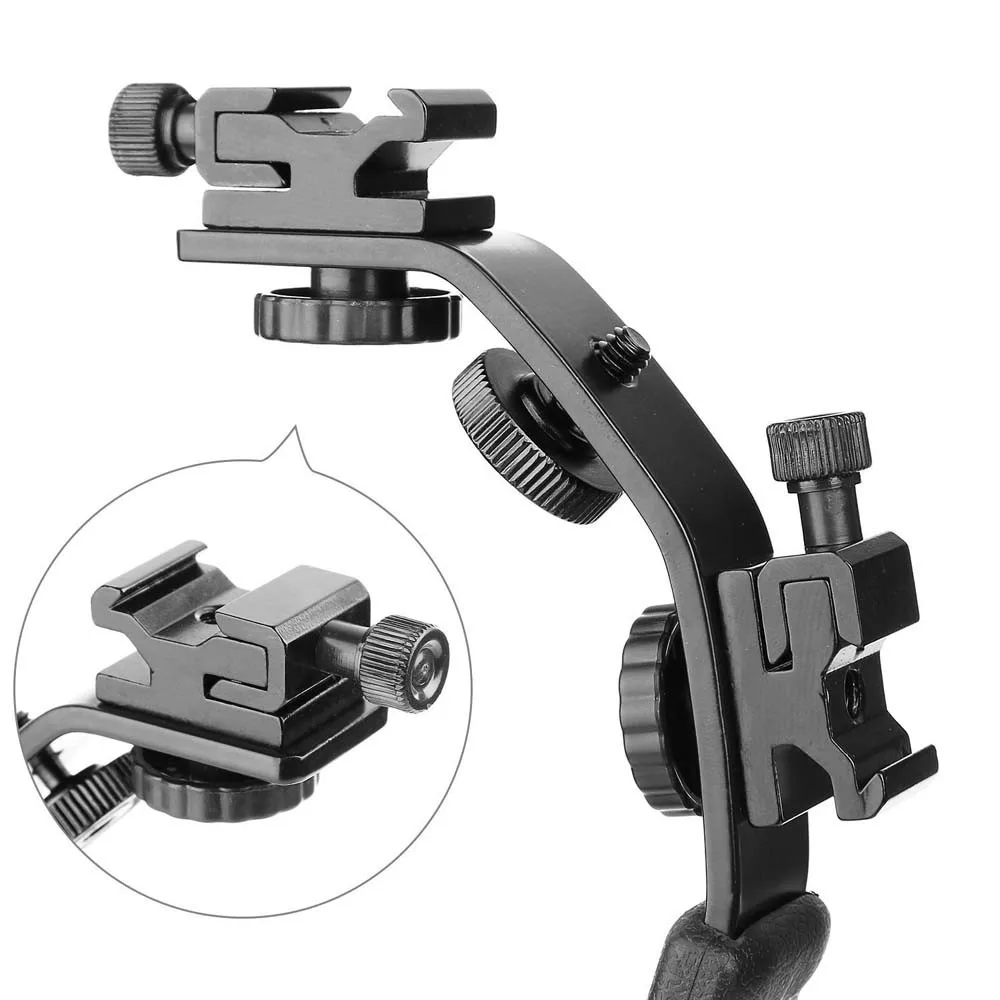 Dual Removable Cold Shoe Mount L Handheld Camera Grip 1/4