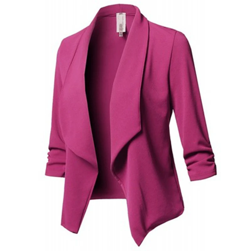 10 Colors None Buttons Solid Women Blazers 2019 New Short Ruched Asymmetrical Female Jackets Cardigan Coat Business Outwear