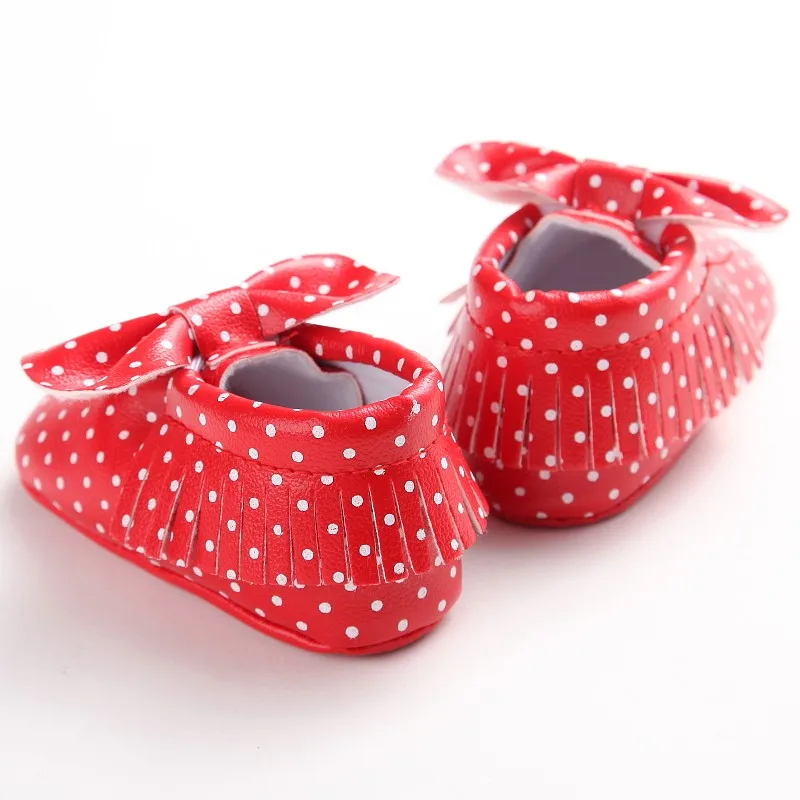 WONBO/Обувь для маленьких девочек в горошек с большим бантом новорожденных обувь первые ходунки из искусственной кожи детские Мокасины