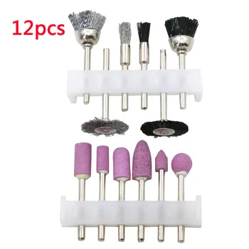 

12 PCS Abrasive Tools Set Rotary Tool Mill Cutter Sander Paper Wire Brush Polishing Head Grinding Accessories Use For Dremel