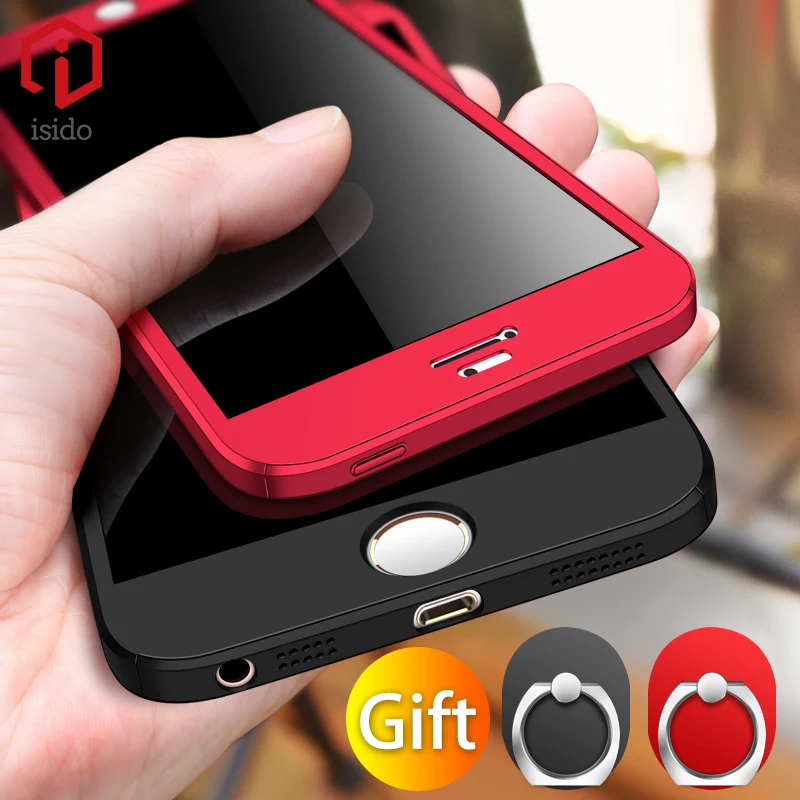 360 Degree Hard protective case For iPhone 5 5s SE 3 in 1 with tempered glass Shockproof PC Front Back Cover Full Body Coverage |