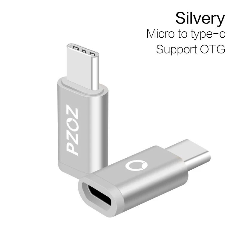 PZOZ Usb 3,1 type C штекер для Micro USB Женский Синхронизация зарядки type-c адаптер USB C для Micro адаптер для samsung huawei mate 10 - Цвет: Silver