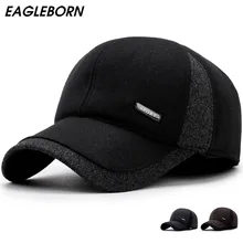 Мужские зимние бейсболки с защитой от ушек, теплая Кепка, утолщенная Шерстяная кепка, Лоскутная Кепка для мужчин, высокое качество