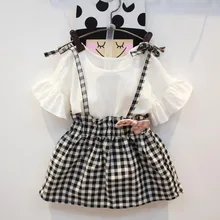 MERI AMMI/Детское платье в клетку для девочек платья для маленьких детей Летняя одежда с расклешенными рукавами для девочек возрастом от 2 до 7 лет J778