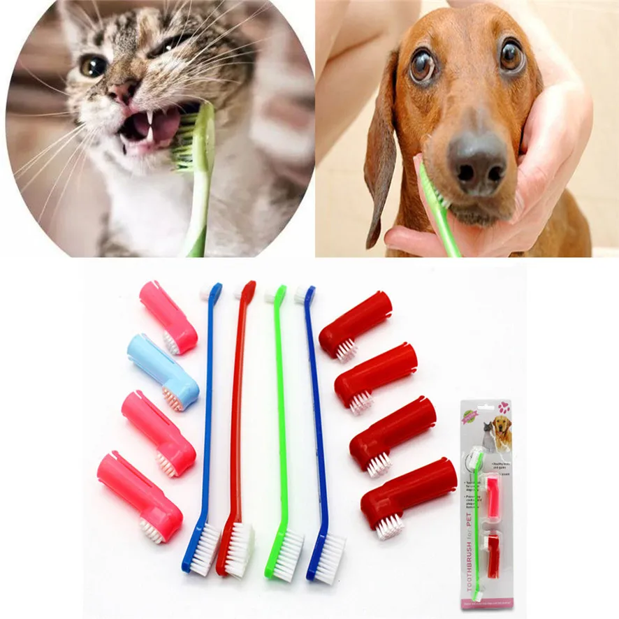 Zero 2017 1Set Pet Cat Dog Tooth Finger Brush Dental Care For Pet