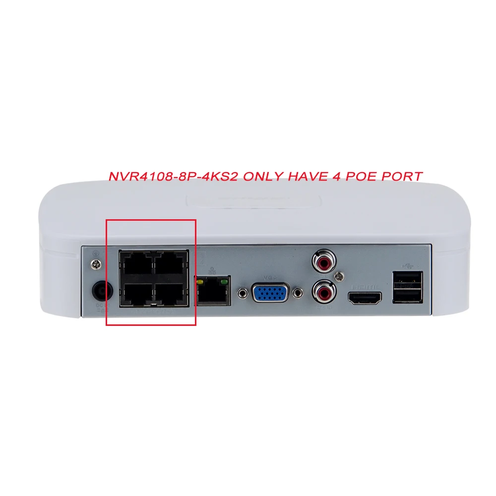 Dahua NVR NVR4104-P-4KS2 NVR4108-P-4KS2 4 PoE порта видеомагнитофон 4Ch/8CH Smart Mini 1U до 8 Мп Разрешение до 80 Мбит/с H.265