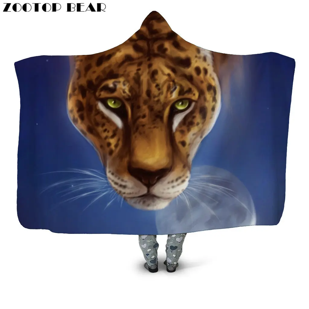 Cheetah 3D печать с капюшоном одеяло крутая мода животных флис носимых детей взрослых DIY портативный мягкий плюш постельные принадлежности офисные одеяла - Цвет: HB044