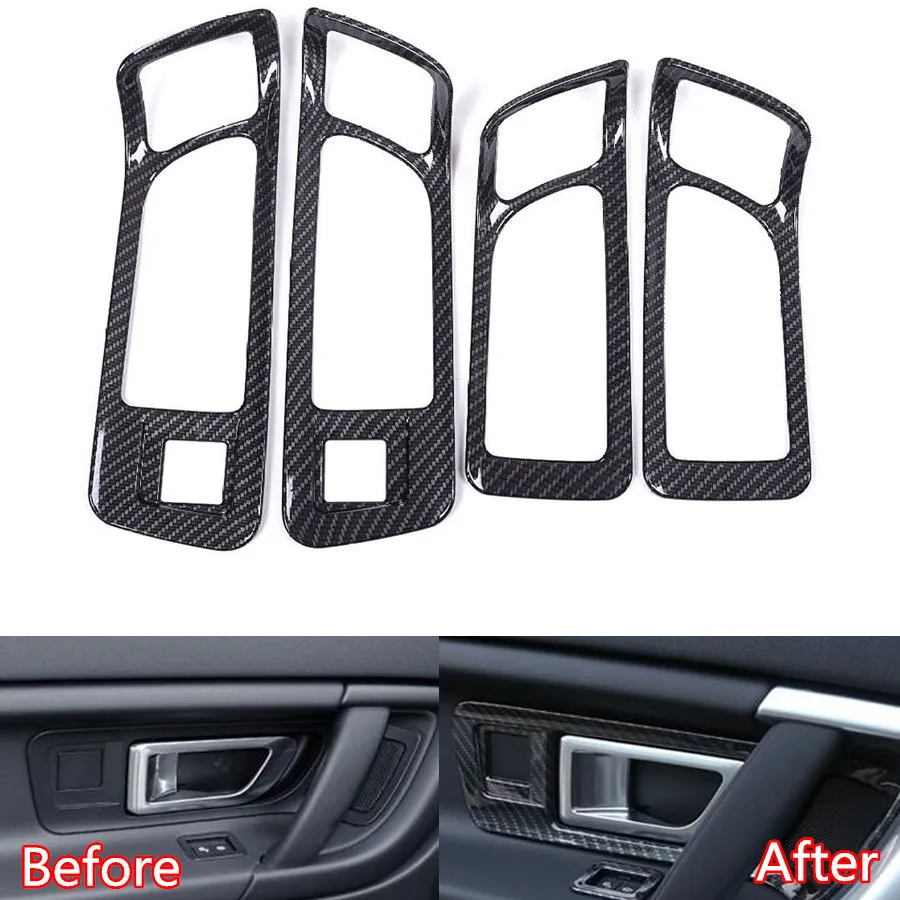 

Carbon Fiber Black ABS Car Interior Door Handle Bowl Frame Trim Car-Styling Sticker For Land Rover Discovery Sport 2015-2017