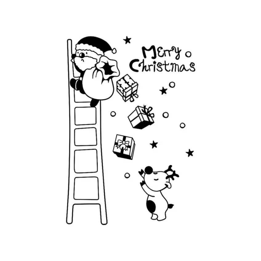 

Merry Christmas Wall Window Stickers Cute Cartoon Santa Claus Christmas Xmas Vinyl Art Decoration Decals 3 Colora 2O1012